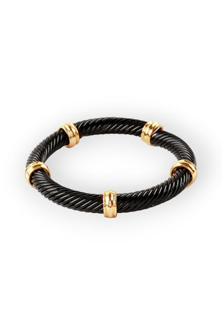 Black & Gold Cable Elastic Twist Bracelet-Golden Stella-L. Mae Boutique
