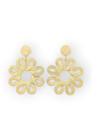 Gold Coil Flower Drop Earrings-Golden Stella-L. Mae Boutique