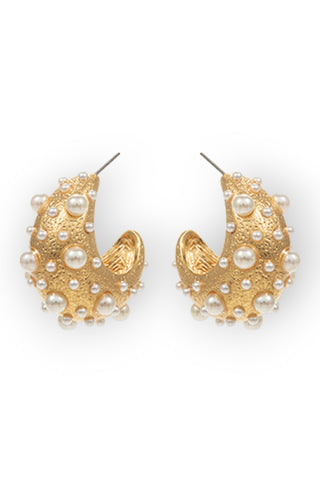 Popping Pearl Gold Chunky Pearl Hoops-Golden Stella-L. Mae Boutique