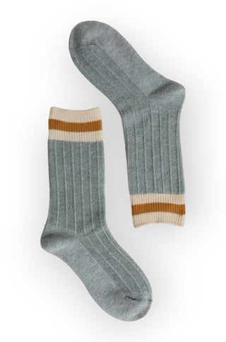 Josie Grey Color Block Crew Socks-Leto Accessories-L. Mae Boutique