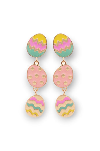 Patterned Easter Egg Drop Earrings-Golden Stella-L. Mae Boutique