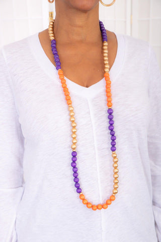 The Mila Necklace Orange and Purple-Carolina Strung-L. Mae Boutique