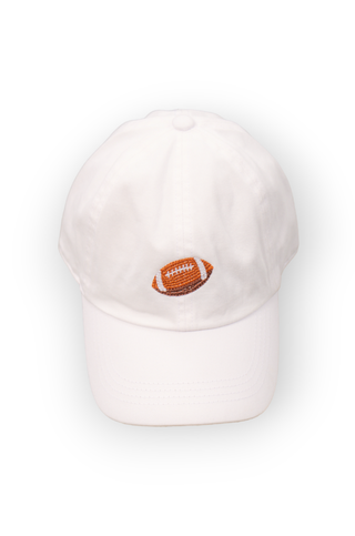 White Embroidered Football Hat-Judson & Company-L. Mae Boutique