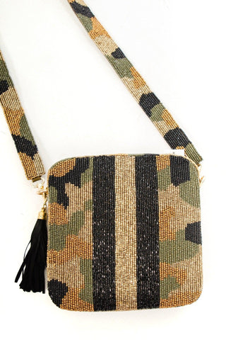 Camo and Stripes Beaded Bag-Tiana Designs-L. Mae Boutique